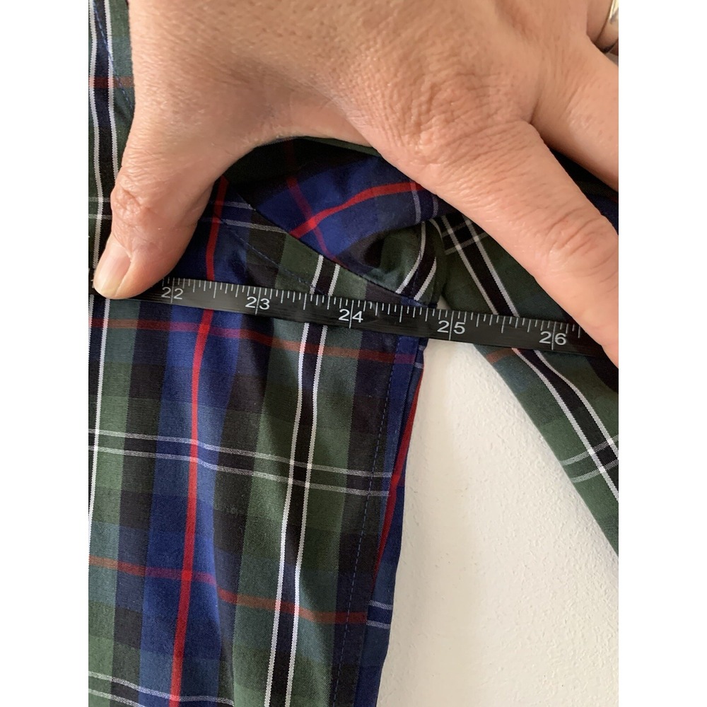 Lands End Mens Plaid Button Down Shirt 16 1/2 32 Blue Green Red Long Sleeve - Picture 3 of 5